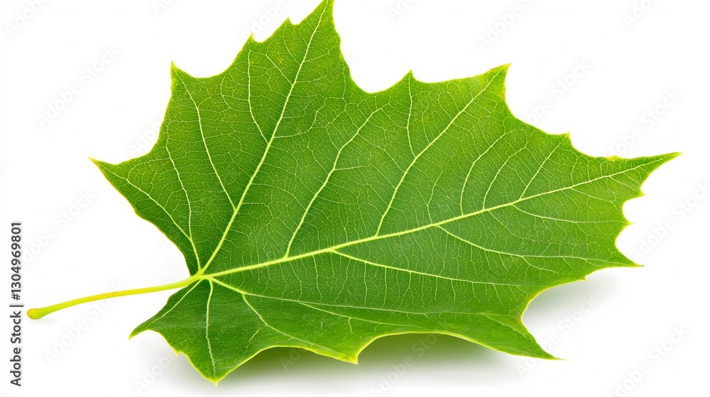 Close-Up View of a Green Maple Leaf with Detailed Texture and Natural Freshness Close-Up View of a Green Maple Leaf with Detailed Texture and Natural Freshness