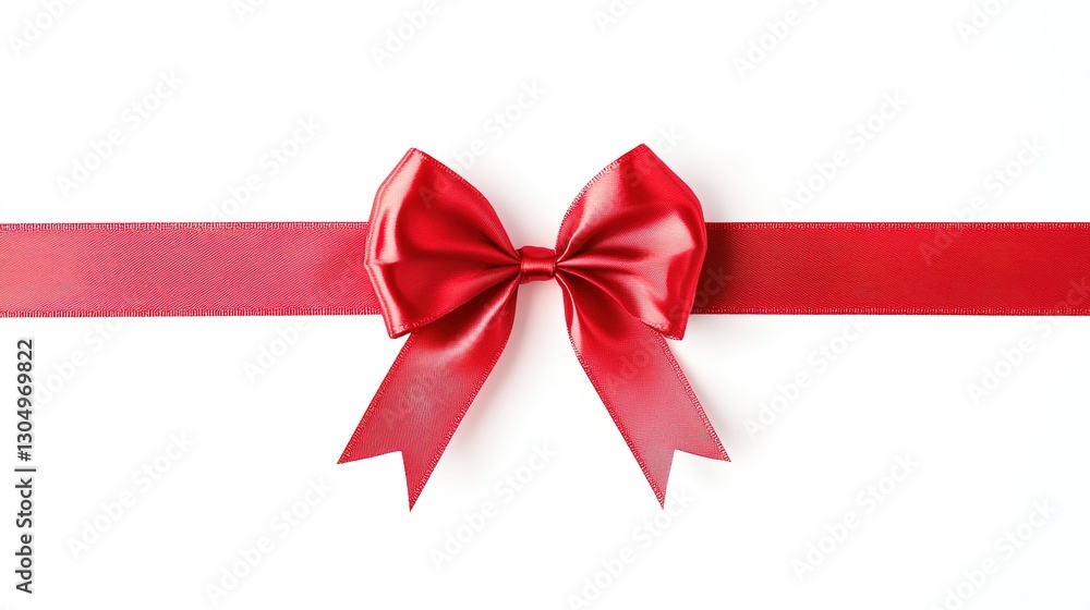 red Ribbon and Bow Top View on White Background – Elegant Gift Decoration red Ribbon and Bow Top View on White Background – Elegant Gift Decoration