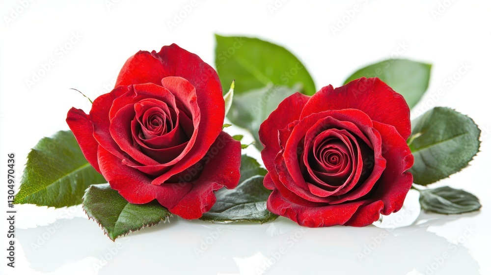 Two Red Roses, Isolated on White Two Red Roses, Isolated on White