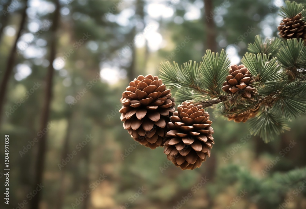 Pine Cones on Pine Tree Branch. Pine Cones on Pine Tree Branch.
