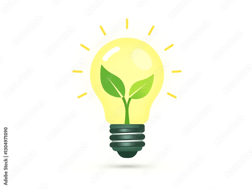 Ecology Logo . Symbol of nature conservation. Recyclable. A light bulb with a leaf on top. The leaf is green Ecology Logo . Symbol of nature conservation. Recyclable. A light bulb with a leaf on top. The leaf is green