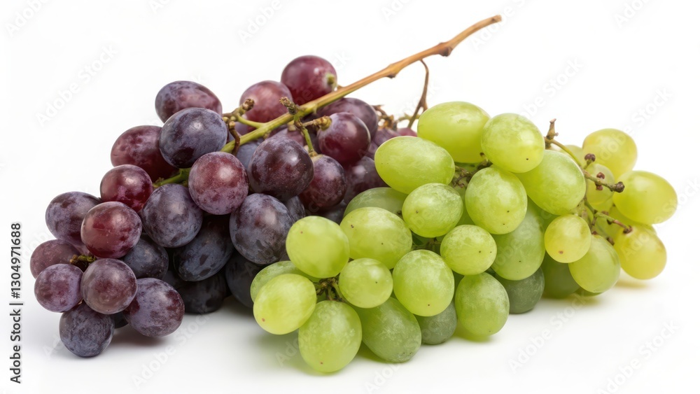 Red and Green Grapes on White Background Red and Green Grapes on White Background