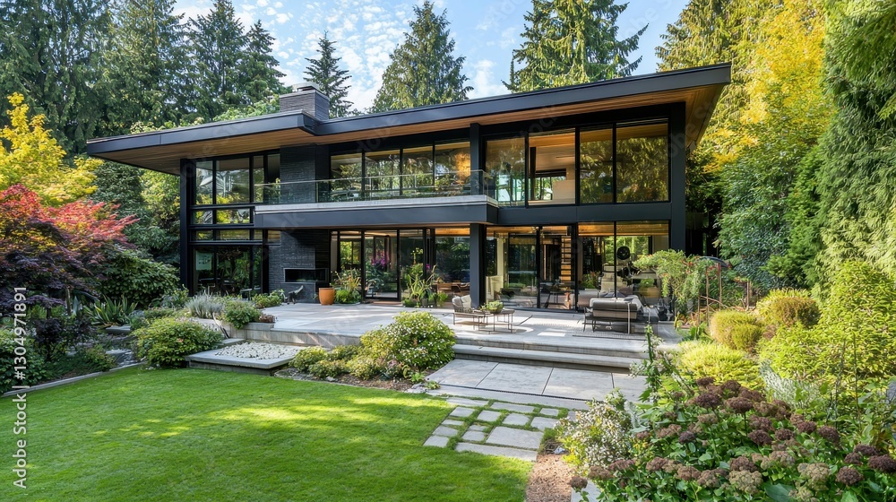 Geometric Modern Home with Sunlit Patio Geometric Modern Home with Sunlit Patio