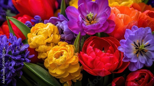 Vivid Spring Bouquet Showcasing Bright Colors and Beautiful Flowers
