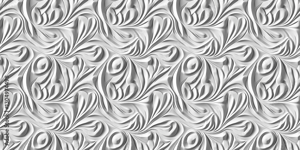 Unique seamless pattern with intricate swirling shapes in monochrome tones for artistic backgrounds. relief pattern Unique seamless pattern with intricate swirling shapes in monochrome tones for artistic backgrounds. relief pattern