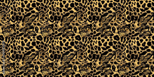 Vibrant leopard pattern creating a seamless background texture for diverse design applications. Seamless Leopard