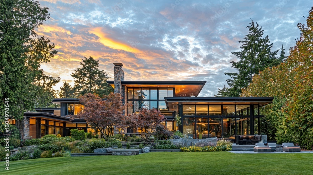 Fototapeta premium Sunlit Geometric Contemporary Estate