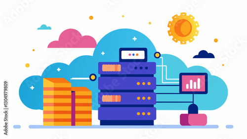 With Yottabyte Storage Solutions the skys the limit when it comes to storing and managing massive amounts of data.. Vector illustration