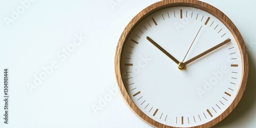 Wooden clock with the hands at the numbers 3 and 9