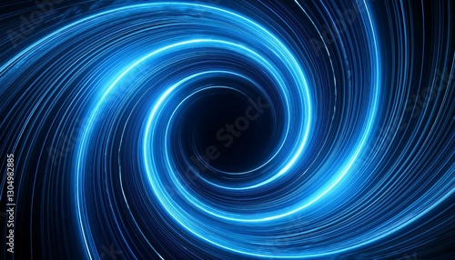 blue glowing shiny spiral lines abstract light speed and shiny wavy trail