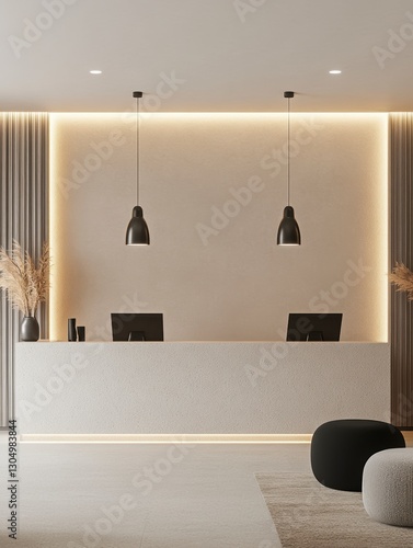 Modern Reception Area Interior Design with Terrazzo Counter