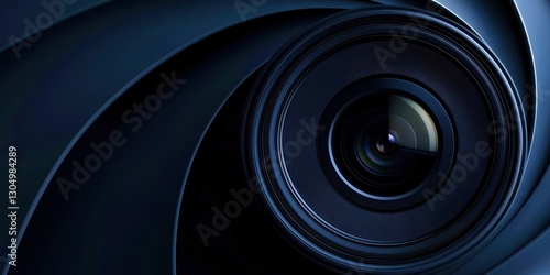 Camera lens with a black background