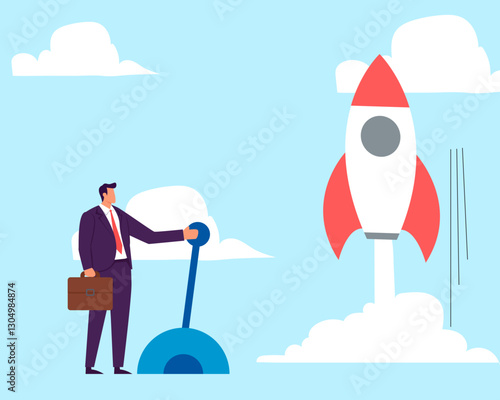 Start your own business, launch success rocket or entrepreneur, startup project or boost company growth, invention concept