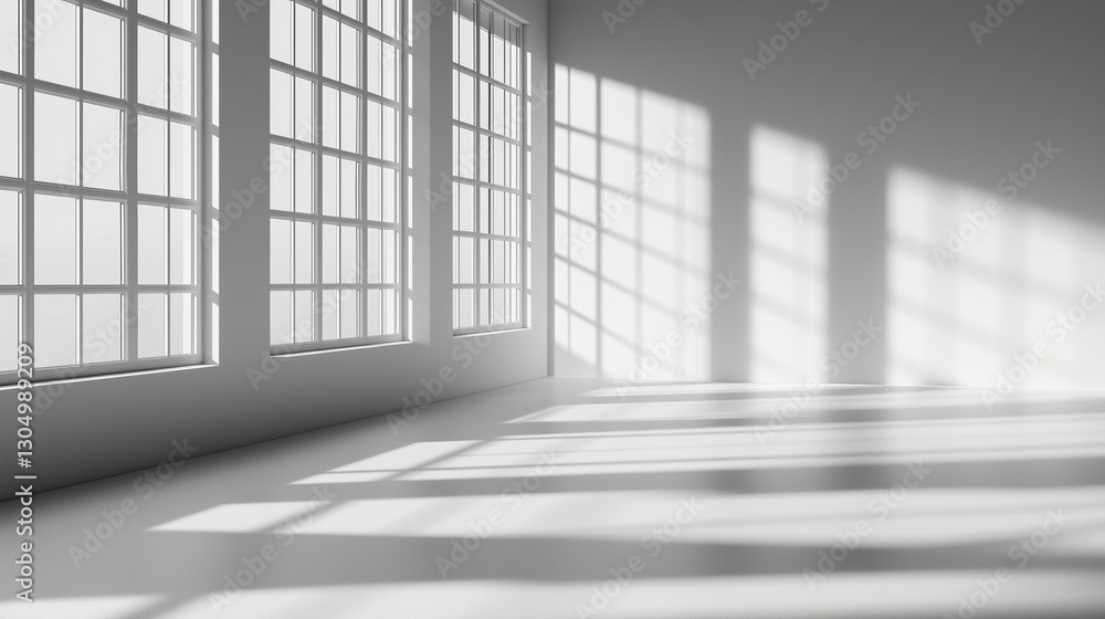 Modern minimalist studio room with natural light and shadows Modern minimalist studio room with natural light and shadows