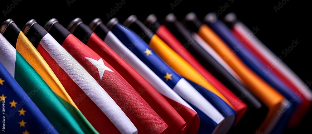 Flags of Multiple Nations Displayed Together International Cooperation Unity World Flags Diverse Cultures Flags of Multiple Nations Displayed Together International Cooperation Unity World Flags Diverse Cultures