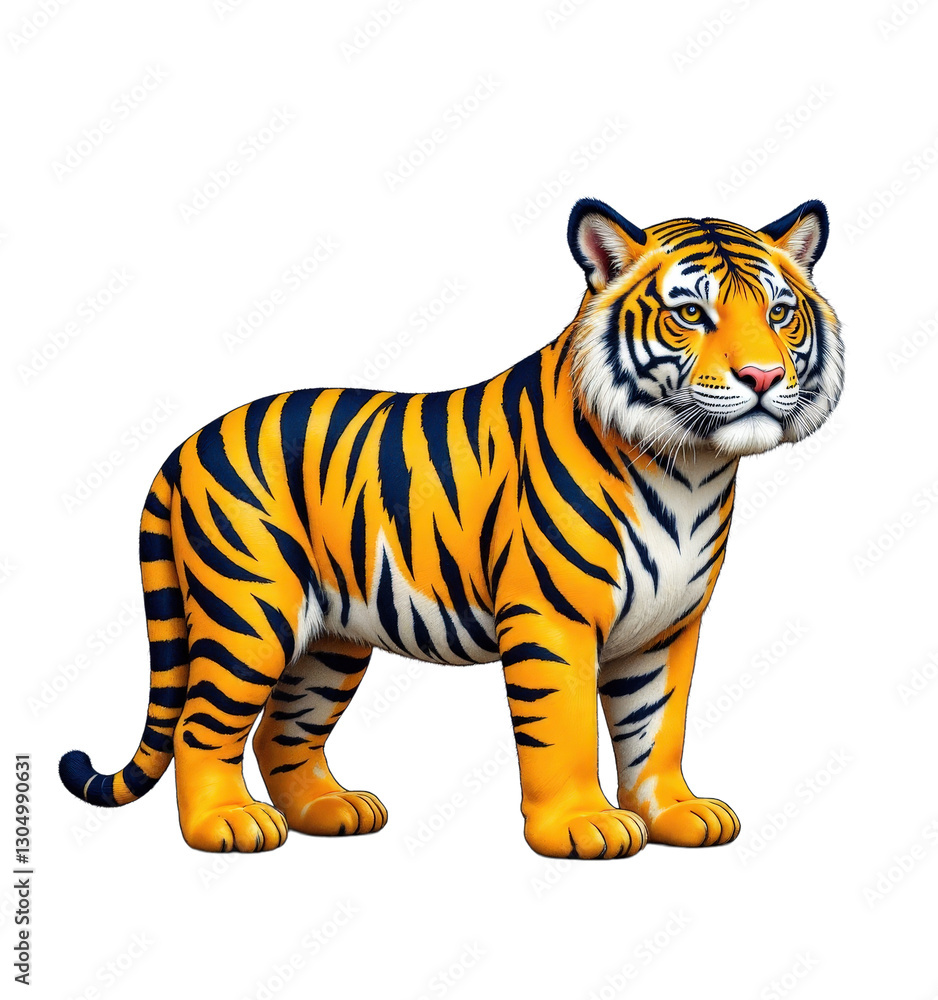 Obraz premium Stylized Tiger Standing with Transparent Background