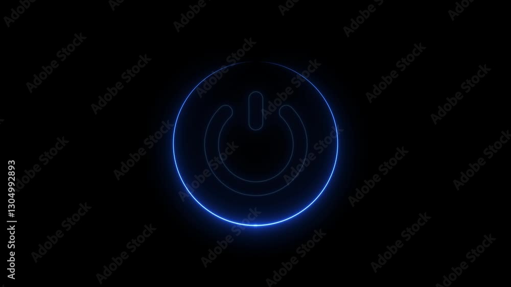 power button icon animated on a black background.