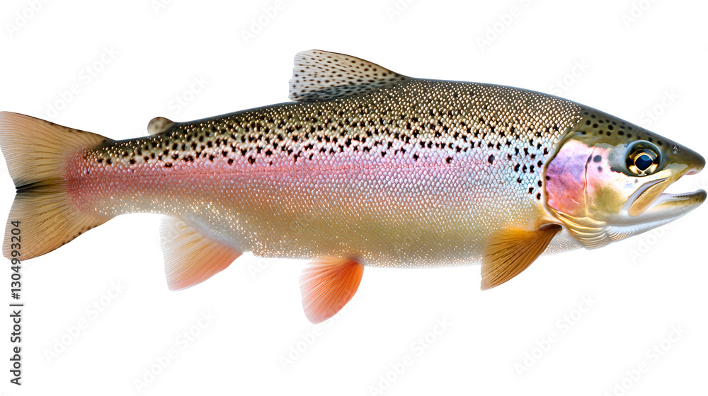 Fototapeta premium Detailed Rainbow Trout Against a White Background