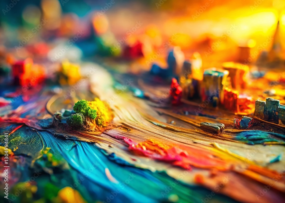 Fototapeta premium Abstract Paper Art Background: Modern Paint Smear Tilt-Shift Effect