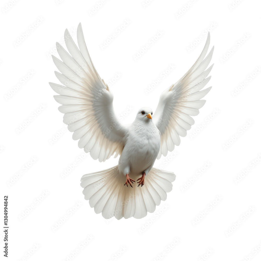 Fototapeta premium White dove with outstretched wings, transparent background