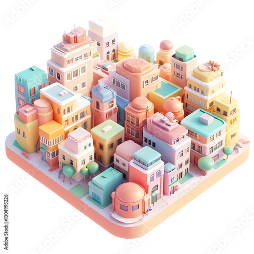 Vibrant urban landscape model digital art exhibit contemporary design colorful environment aerial view city life concept