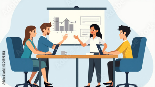 Company Employees Discussing Benefits Package in Office Meeting