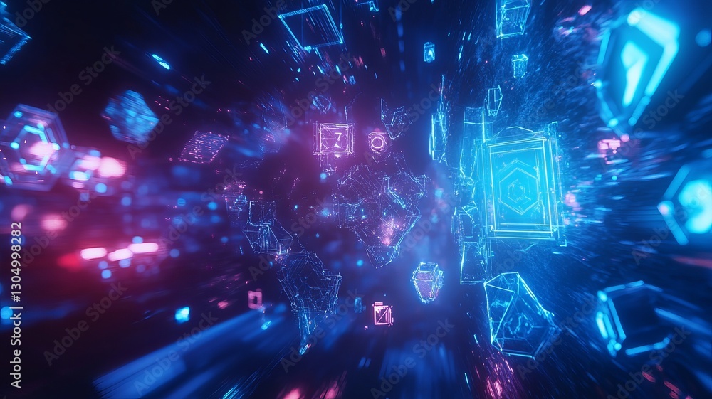 woman wearing VR glasses analyzing holographic data in a high-tech research environment woman wearing VR glasses analyzing holographic data in a high-tech research environment