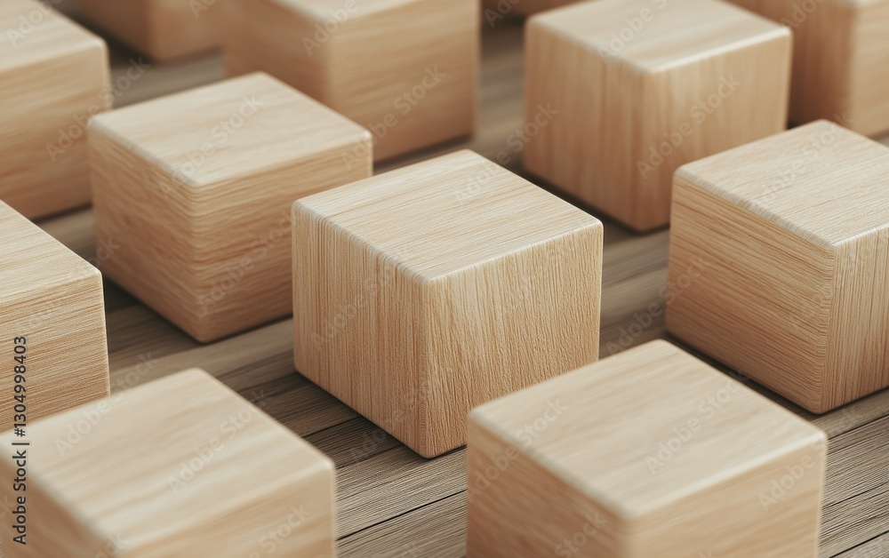 Building strategy with wooden blocks on a desk, enhancing creativity. Building strategy with wooden blocks on a desk, enhancing creativity.