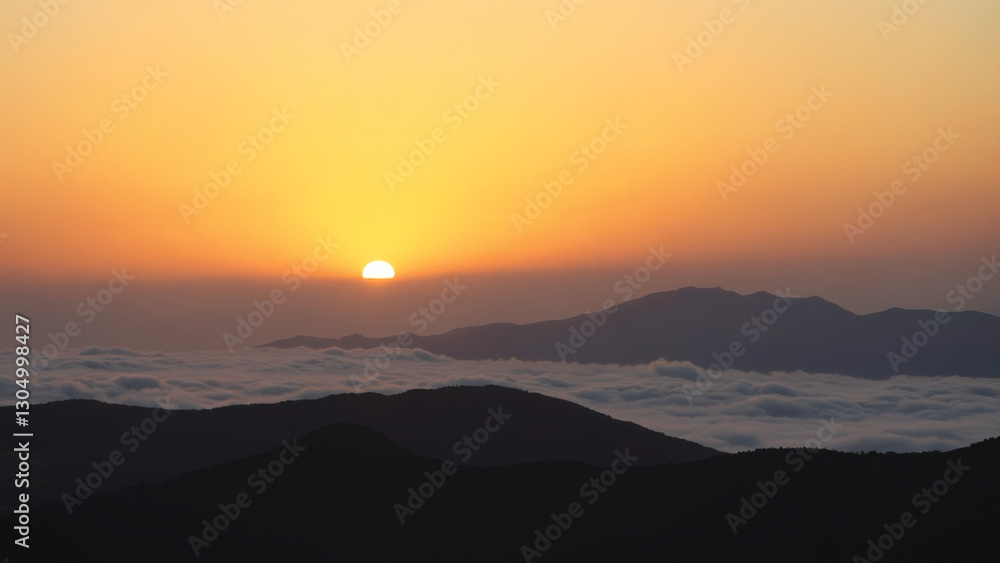 Fototapeta premium Breathtaking Sunrise Over Rolling Mountainous Landscape and Scenic Clouds