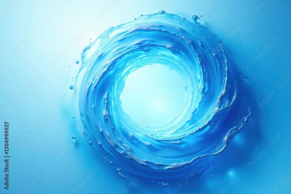 Fototapeta premium Abstract swirling blue liquid forming a circular vortex with a central opening