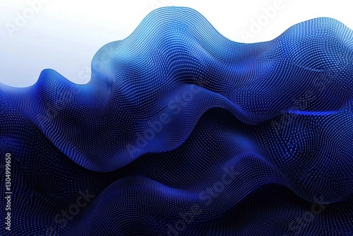 Blue abstract object waves isolated on white background, evoking depth.
