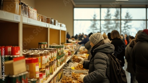 Winter Food Bank Distribution: Community Support and Giving