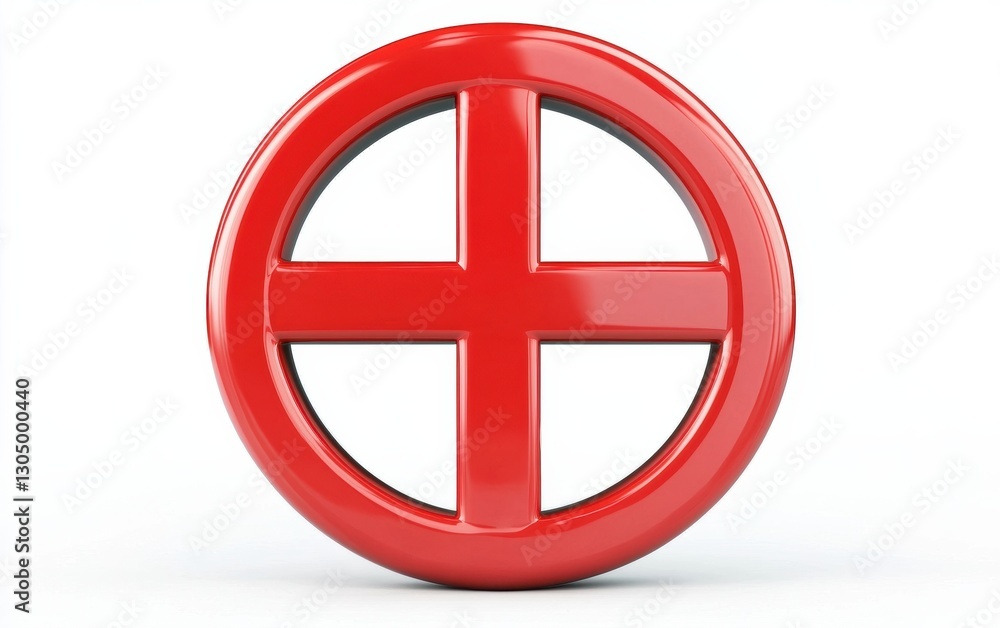 object, isolated on white background, featuring a red negative cross symbol. object, isolated on white background, featuring a red negative cross symbol.