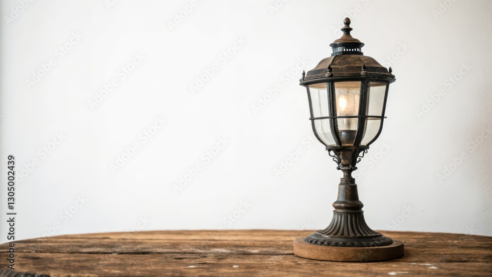 Ornate Lamp on Wooden Surface Ornate Lamp on Wooden Surface