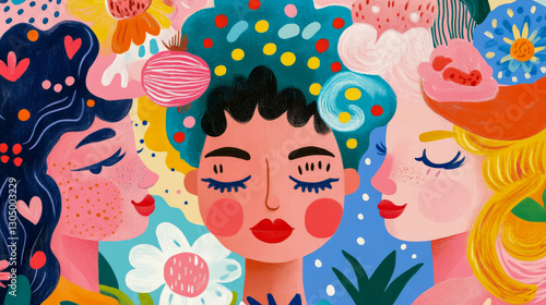 Harmony of Faces: A Whimsical Abstraction, Design for print, card, poster