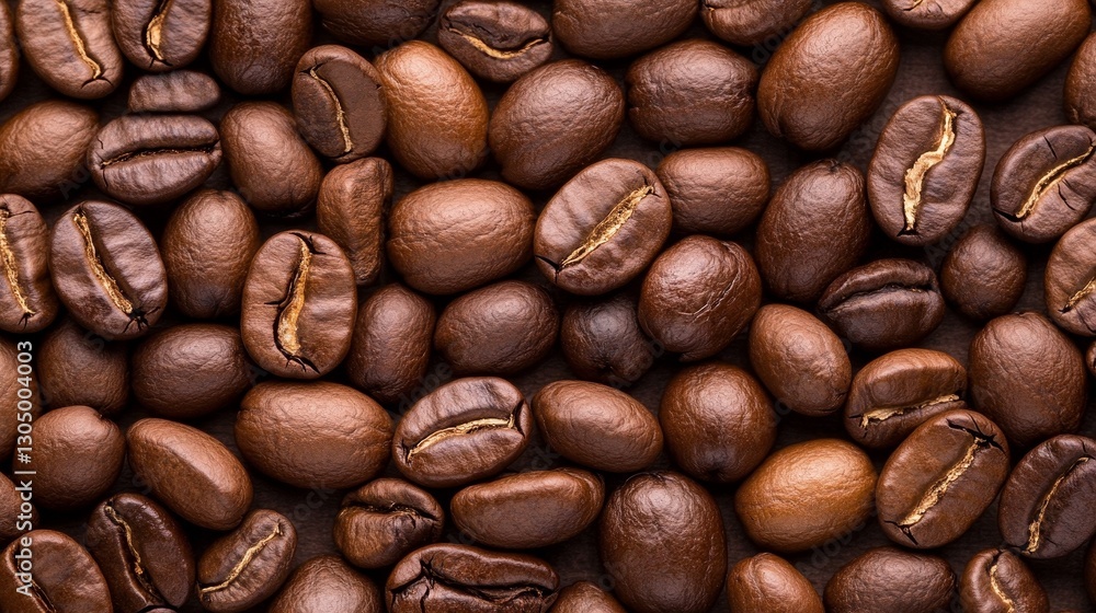 Close-up view of various roasted coffee beans scattered on a textured surface, showcasing rich color Close-up view of various roasted coffee beans scattered on a textured surface, showcasing rich color