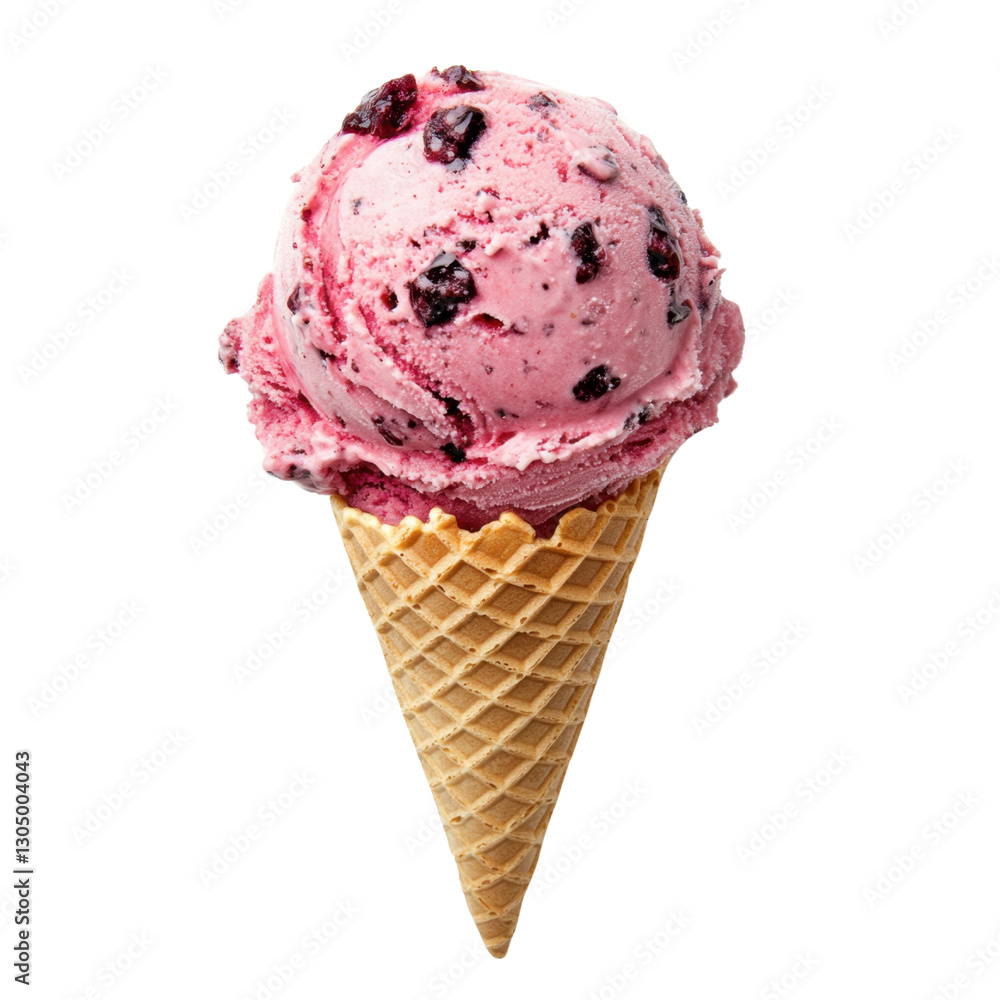 Delicious Berry Ice Cream in a Conical Waffle Cone Delight Delicious Berry Ice Cream in a Conical Waffle Cone Delight