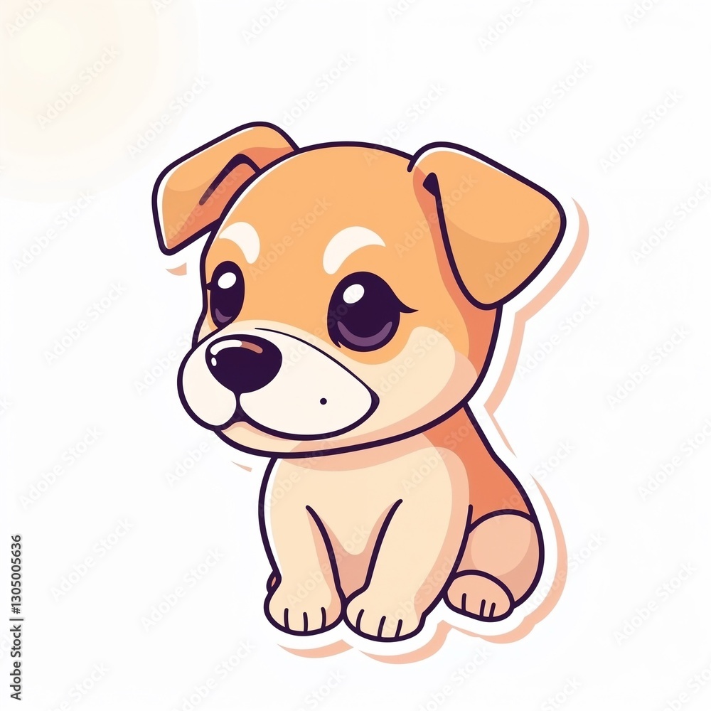 Fototapeta premium Cuteness Overload: A charming illustration of a puppy sitting, its big eyes exuding innocence and affection. 