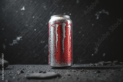 A Can of a Can of Monster Energy Drink Sitting on the Ground - Generative AI