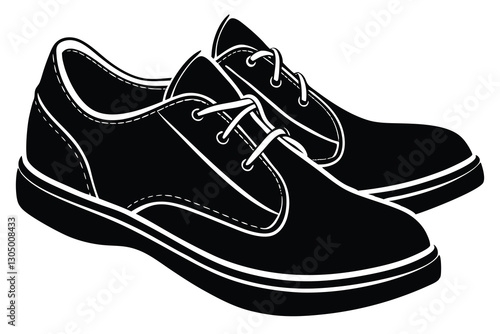 Silhouette man shoes on white background