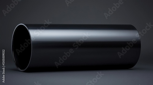Empty black cylinder on dark background