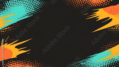 Wallpaper Mural a simple vector comic book frame border with empty space in the middle, black background, Torontodigital.ca