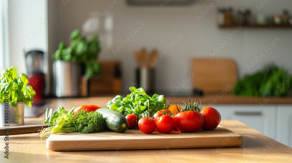 minimalist kitchen counter with vibrant vegetables neatly arranged generative ai minimalist kitchen counter with vibrant vegetables neatly arranged generative ai