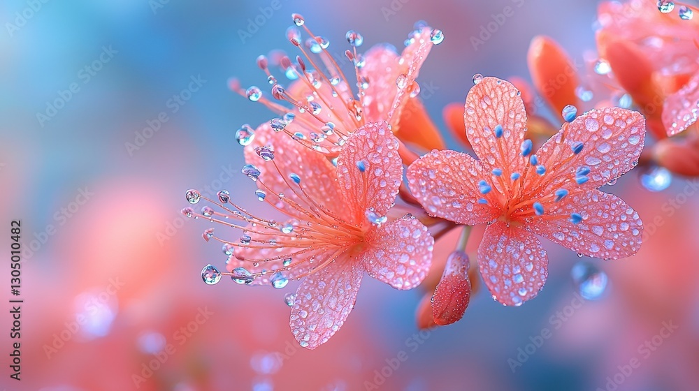 Dew Drops on Pink Flowers - Soft Focus Dew Drops on Pink Flowers - Soft Focus