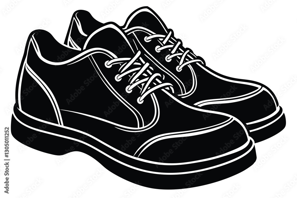 Silhouette man shoes on white background Silhouette man shoes on white background