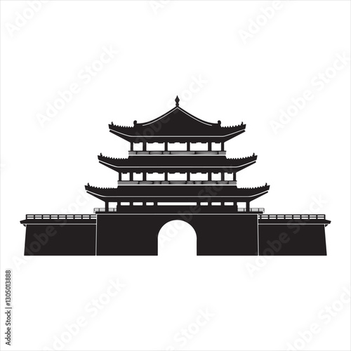 Minimalist Chinese Pagoda Silhouette