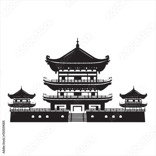 Minimalist Chinese Pagoda Silhouette