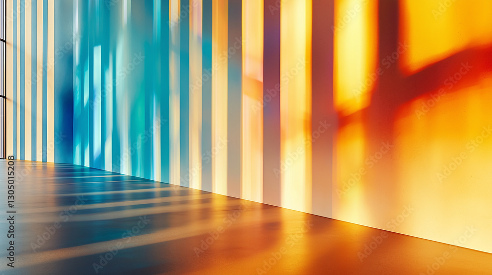 Dynamic Color Reflections on Neutral Wall Creating Modern Atmosphere Dynamic Color Reflections on Neutral Wall Creating Modern Atmosphere
