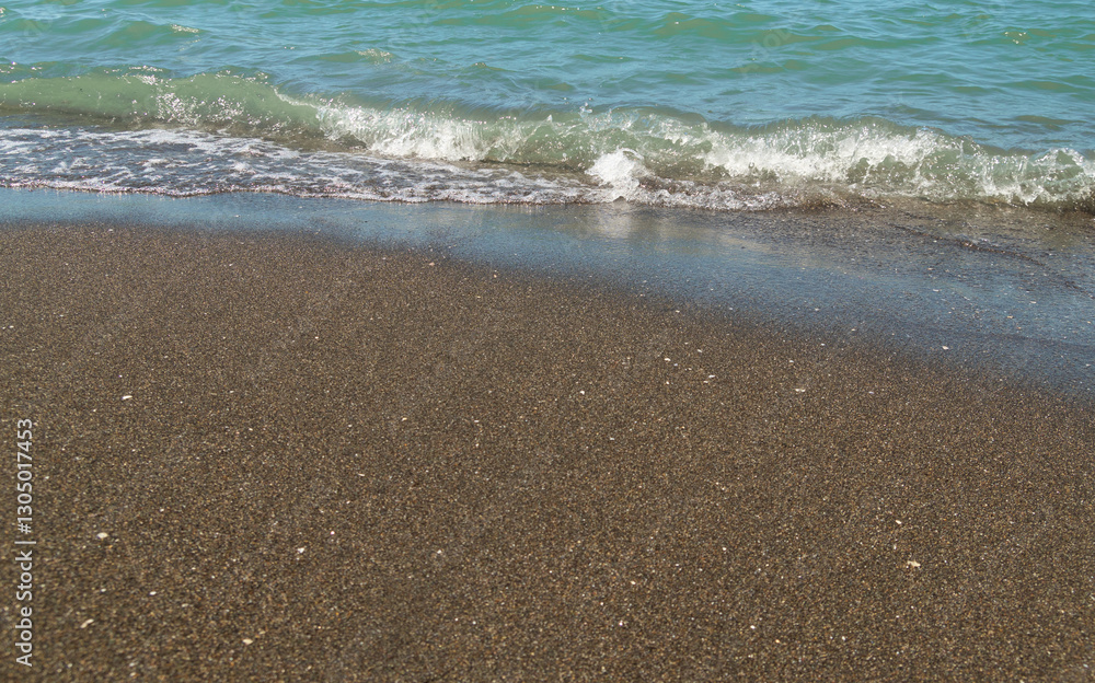 magnetic black sand in the village of Ureki in Georgia.Black sea beach with black sand magnetic black sand in the village of Ureki in Georgia.Black sea beach with black sand