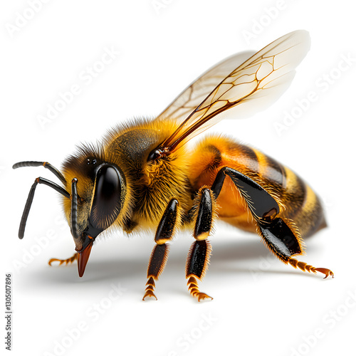 Wallpaper Mural Honey bee standing on white background showing wings and legs Torontodigital.ca